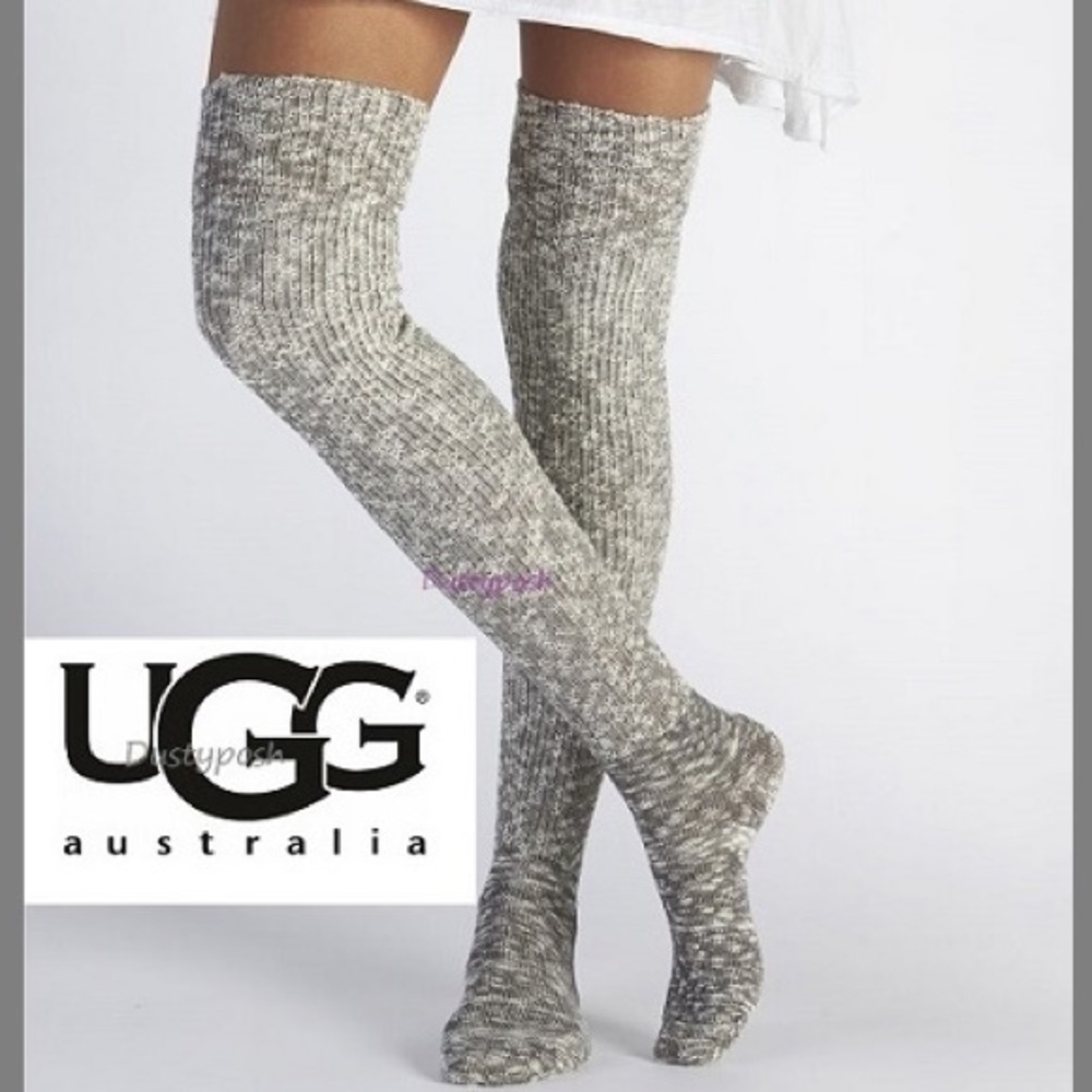 UGG Thigh High Over The Knee Socks Grey Purple Marled OTK Long Boot Discontinued